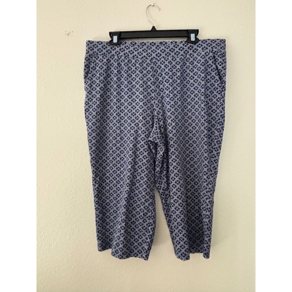 Haymaker Navy Blue White Geometric Floral Cropped Pull On Pants PXL
A1094
